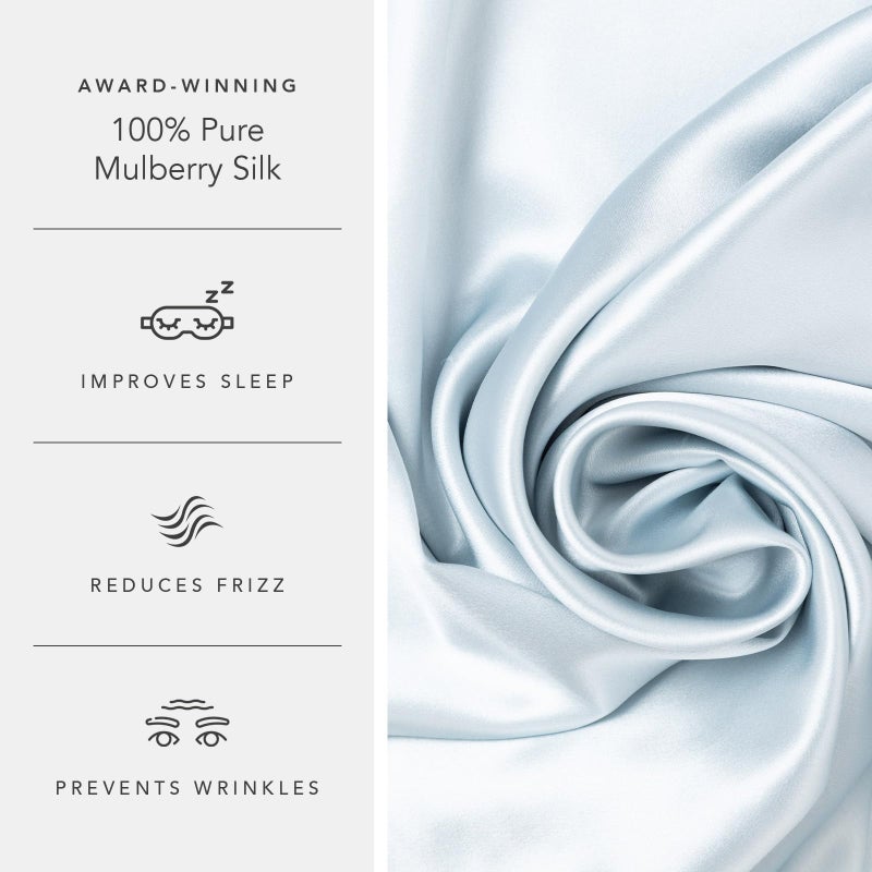 Fishers Finery 30mm 100% Pure Mulberry Silk Pillowcase Set, Quality Tested (Blue, Standard, 2 Pack) - Image 5